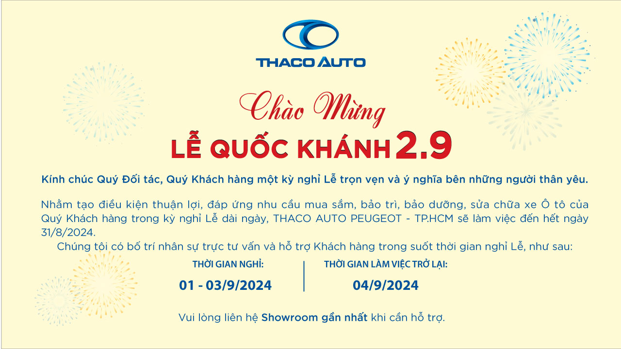 THACO AUTO PEUGEOT - TP. HỒ CHÍ MINH CHÀO MỪNG LỄ QUỐC KHÁNH 02/09